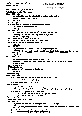 Thư viện câu hỏi Vật lí lớp 8 - Trường THCS thị trấn 2